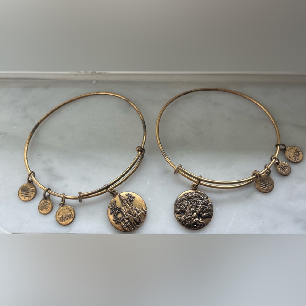 Disney Parks Alex Ani Tree of Life & Cinderella’s Castle Set-2 Bracelets Gold⚱️